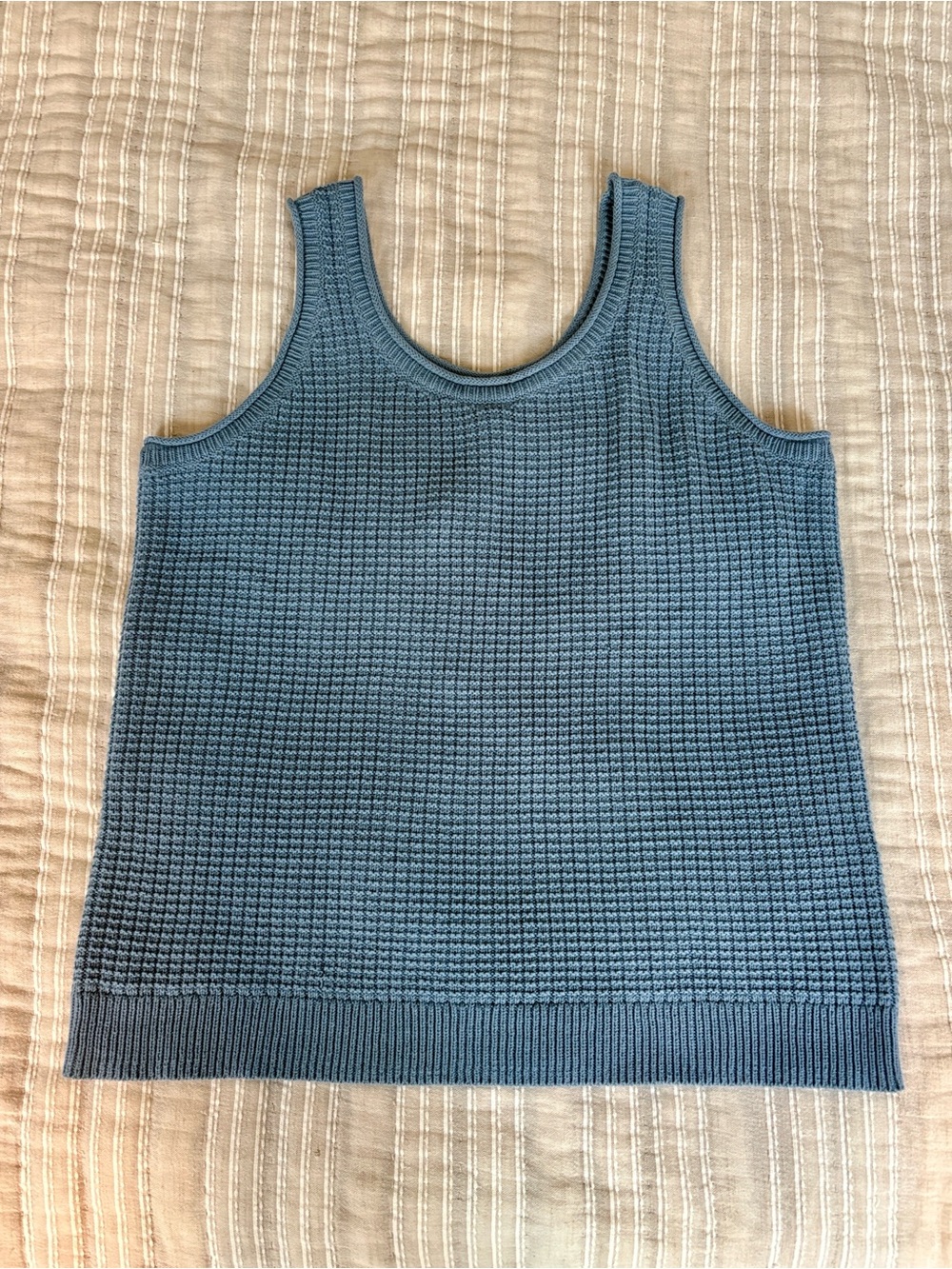 Market & Spruce Dusty Blue Waffle Knit Tank